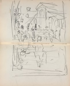 Italiensk skissbok: Bro med figurer (sidan 209  210) av Maurice Prendergast