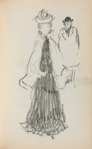 Italiensk skissbok: Stående kvinna och man (sidan 125) av Maurice Prendergast