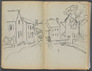 Skissbok - The Granite Shore Hotel, Rockport, sidan 004  5: Gatuscen av Maurice Prendergast