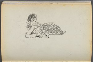 Skissbok - The Granite Shore Hotel, Rockport, sidan 082: Liggande figur av Maurice Prendergast