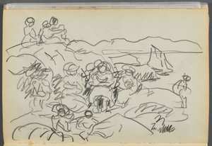Skissbok - The Granite Shore Hotel, Rockport, sidan 096: Picnicknickare av Maurice Prendergast