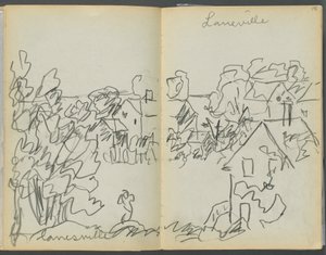 Skissbok - The Granite Shore Hotel, Rockport, sidan 144  145: "Lanesville" av Maurice Prendergast