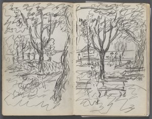 Skissbok, The Dells, nr 127, sidan 008  9: Landskap av Maurice Prendergast