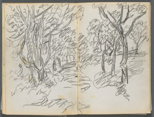 Skissbok, The Dells, nr 127, sidan 064  65: Landskap av Maurice Prendergast