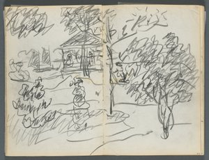 Skissbok, The Dells, nr 127, sidan 066  67: Landskap av Maurice Prendergast