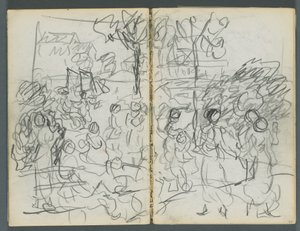 Skissbok, The Dells, nr 127, sidan 076  77: Figurer i ett landskap