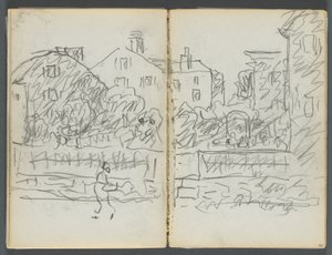 Skissbok, The Dells, nr 127, sidan 094  95: Village Street av Maurice Prendergast