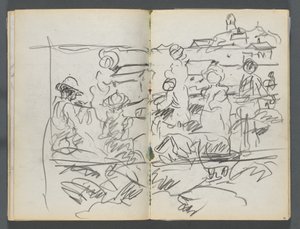 Skissbok, The Dells, nr 127, sidan 098  99: Figurer i ett landskap av Maurice Prendergast
