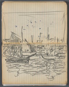 Skissbok, sidan 056 57: Vy över segelbåtar av Maurice Prendergast