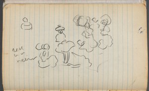 Skissbok, sidan 076: Figurer med anteckningar av Maurice Prendergast