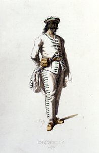Brighellas karaktär 1570. Maurice Sand "" Masks and Jesters"" Paris 1800-tal. (Maurice Sand var George Sands son). av Maurice Sand