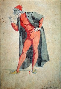 Kostym och teaterkaraktär: Pantalone (Byxor, läkare) Från "" Masks and jesters" (italiensk komedi eller Commedia dell