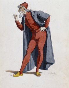 Kostym och teaterkaraktär: Pantalone (Byxor, läkare) Däck från "" Masques et bouffons"" (italiensk komedi), text och teckningar av Maurice Sand, tryck av A. Manceau, förord av Georges Sand, Paris, Michel Lévy Frères av Maurice Sand