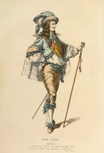 Kostym för rollen som Don Juan, ca 1868 (gravyr) av Maurice Sand
