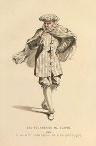 Kostym för rollen som Scapin, ca 1868 (gravyr) av Maurice Sand