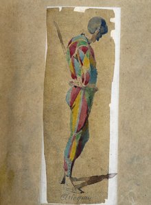 Harlequin, från "" Masques et bouffons"" (italiensk komedi), text och teckningar av Maurice Sand, gravyrer av A. Manceau, förord av Georges Sand av Maurice Sand