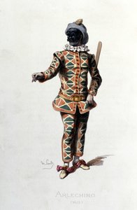 Harlekin 1671. Maurice Sand "" Masks and Jesters"" Paris 1800-tal. (Maurice Sand var George Sands son). av Maurice Sand