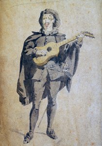 Scaramouche, illustration av Maurice Sand (1823-1889), gravyr från Commedia dell