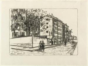 Orchampt Street, platta 12 från Album de lithographies originales av Maurice Utrillo