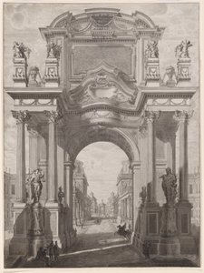 En arkitektonisk Capriccio med en triumfbåge av Maurizio Pedetti