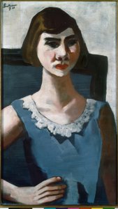 Porträtt av Quappi i blått av Max Beckmann