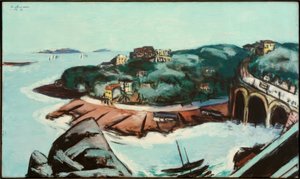 Utsikt över förorter vid havet nära Marseille av Max Beckmann