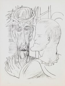 Kristus och Pilatus, tallrik 15 från portföljen "Dag och dröm" av Max Beckmann