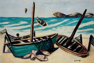 Kustlandskap med ballong av Max Beckmann