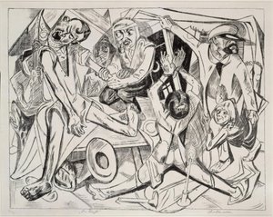 Natten (blad 7 ur: ”Helvetet”) av Max Beckmann