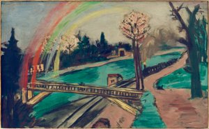 Järnvägslandskap med regnbåge av Max Beckmann