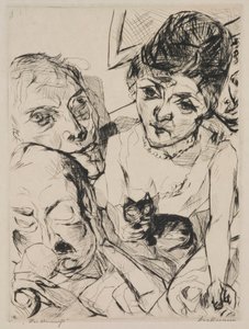 Kväll (Självporträtt med Battenbergarna), tallrik 10 från portfolion "Faces" av Max Beckmann