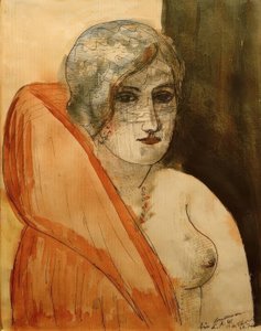 Kvinna i päls av Max Beckmann