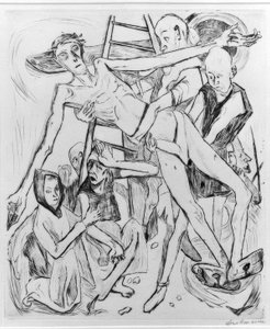 Halvakt med katt av Max Beckmann