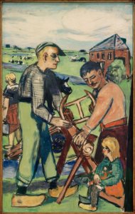 Träsåg med barn (holländsk träsåg) av Max Beckmann
