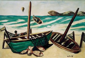 Kustlandskap med ballong av Max Beckmann
