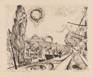 Landskap med ballong av Max Beckmann