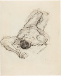 Liggande manlig nakenstudie av Max Beckmann