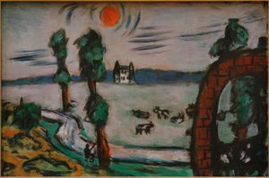 Dimmigt landskap med kor av Max Beckmann