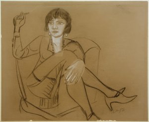 Quappi, röker i klubbstolen av Max Beckmann