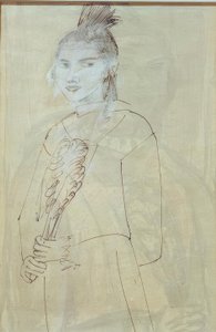 Quappi med huvudbonad av Max Beckmann