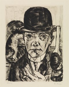 Självporträtt med styv hatt av Max Beckmann