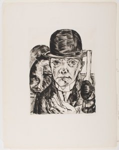 Självporträtt i bowlerhatt av Max Beckmann