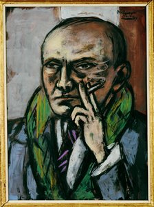 Självporträtt med cigarett av Max Beckmann