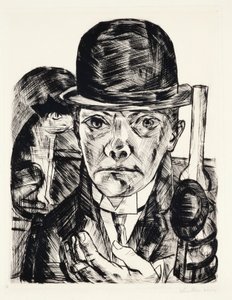Självporträtt med hatt av Max Beckmann