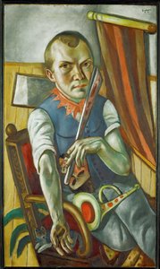 Självporträtt som clown (målning på duk) av Max Beckmann