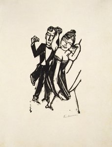 Litet dansande par (träsnitt) av Max Beckmann