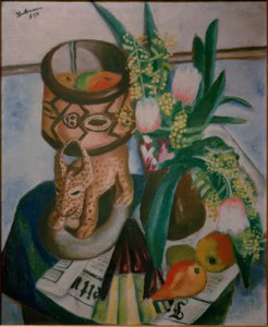 Stilleben med afrikansk plast av Max Beckmann