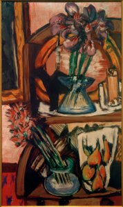 Stilleben med två vaser med blommor av Max Beckmann