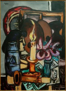 Stilleben med två stora ljus av Max Beckmann