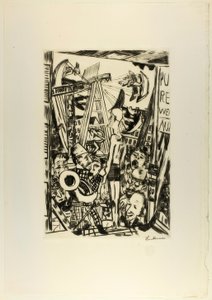 The Tall Man, tallrik fem från Jahrmarkt av Max Beckmann